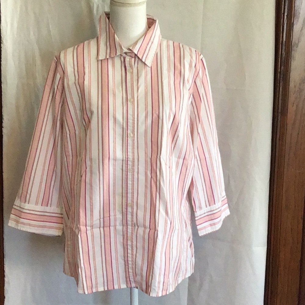 Merona Tops Long sleeves white pink striped